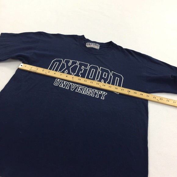 Vintage Single Stitch Oxford University Short Sleeve T-Shirt Large Blue White L - Picture 4 of 5